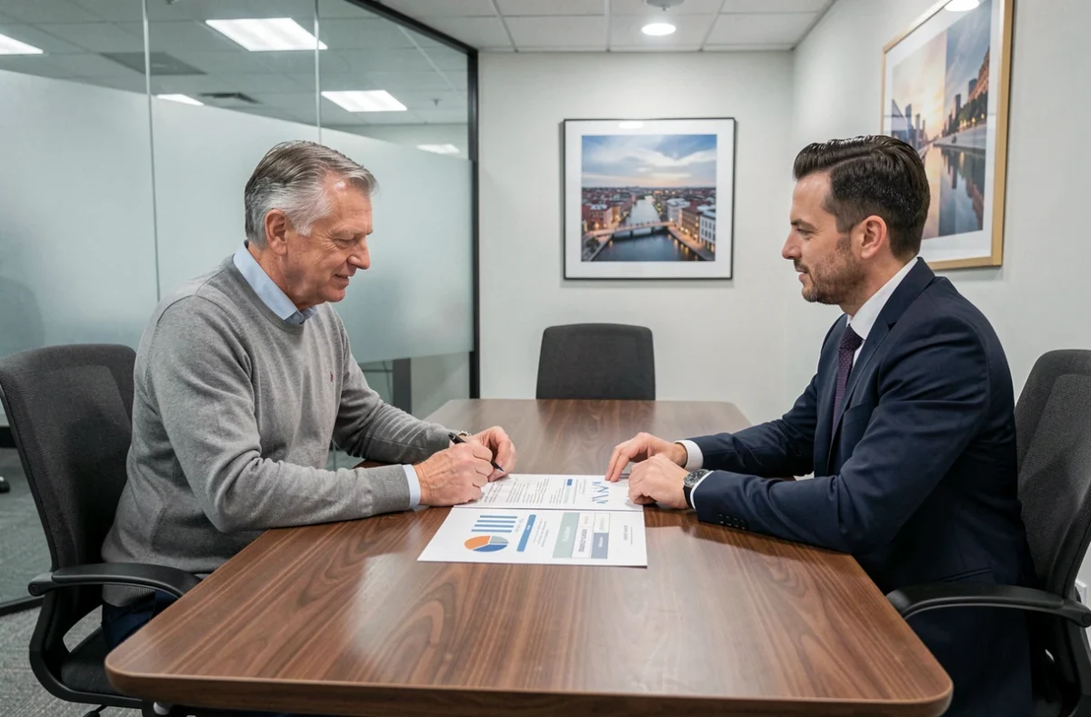 Homme consultant un conseiller financier pour optimiser son épargne salariale CIC en vue de la retraite