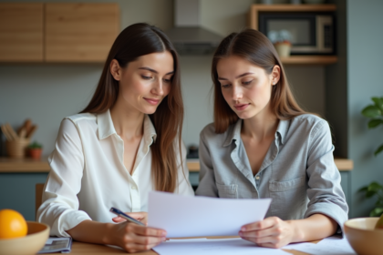 Femme et fille discutent à la cuisine