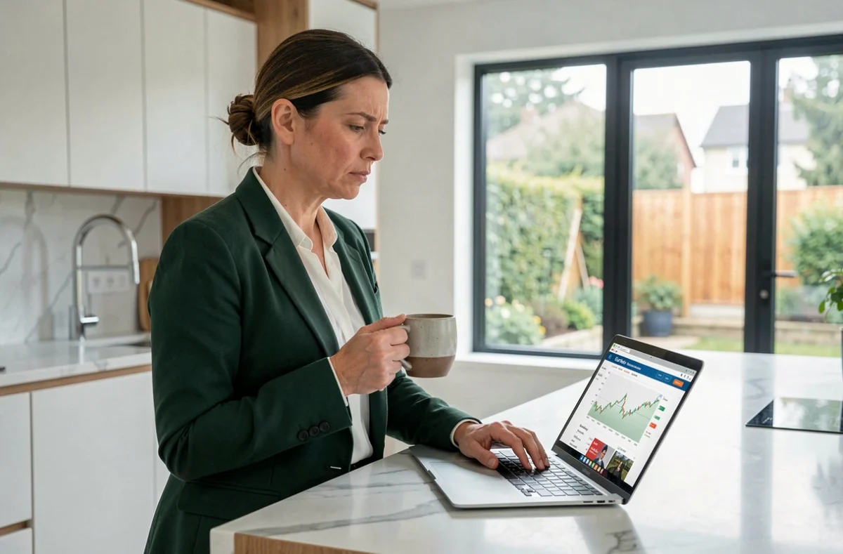 Femme consultant les taux Euribor sur son ordinateur avant un achat immobilier