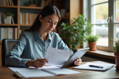 Femme freelance travaillant à son bureau à domicile