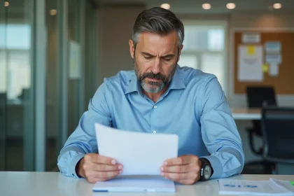 Homme d'affaires en bureau moderne avec documents