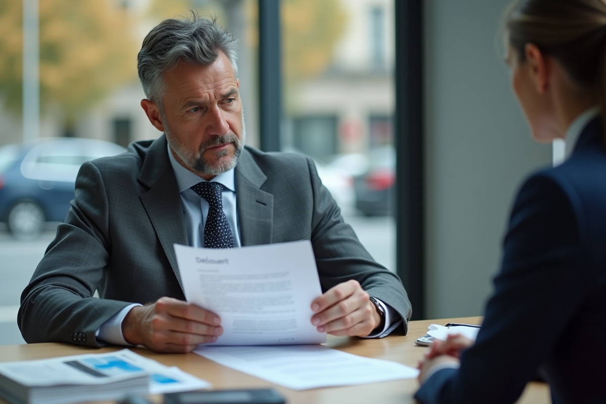 Homme en costume discutant avec un conseiller bancaire