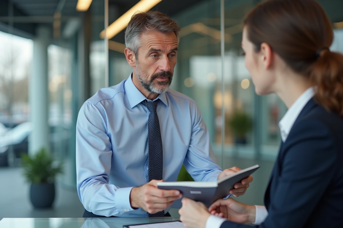 Homme en discussion avec conseiller financier en banque